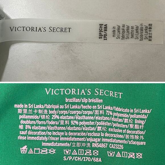 Victoria’s Secret 2pc Bikini Set Size S Green Sporty Brazilian Scoop Bottom NEWl - Picture 9 of 10